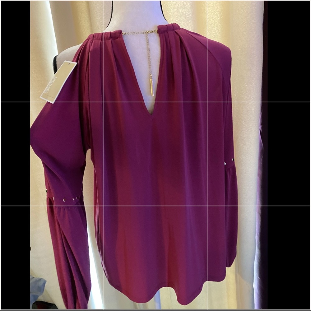 MICHAEL KORS Burgundy Cold Should Blouse 🌺🌺 - Picture 3 of 12